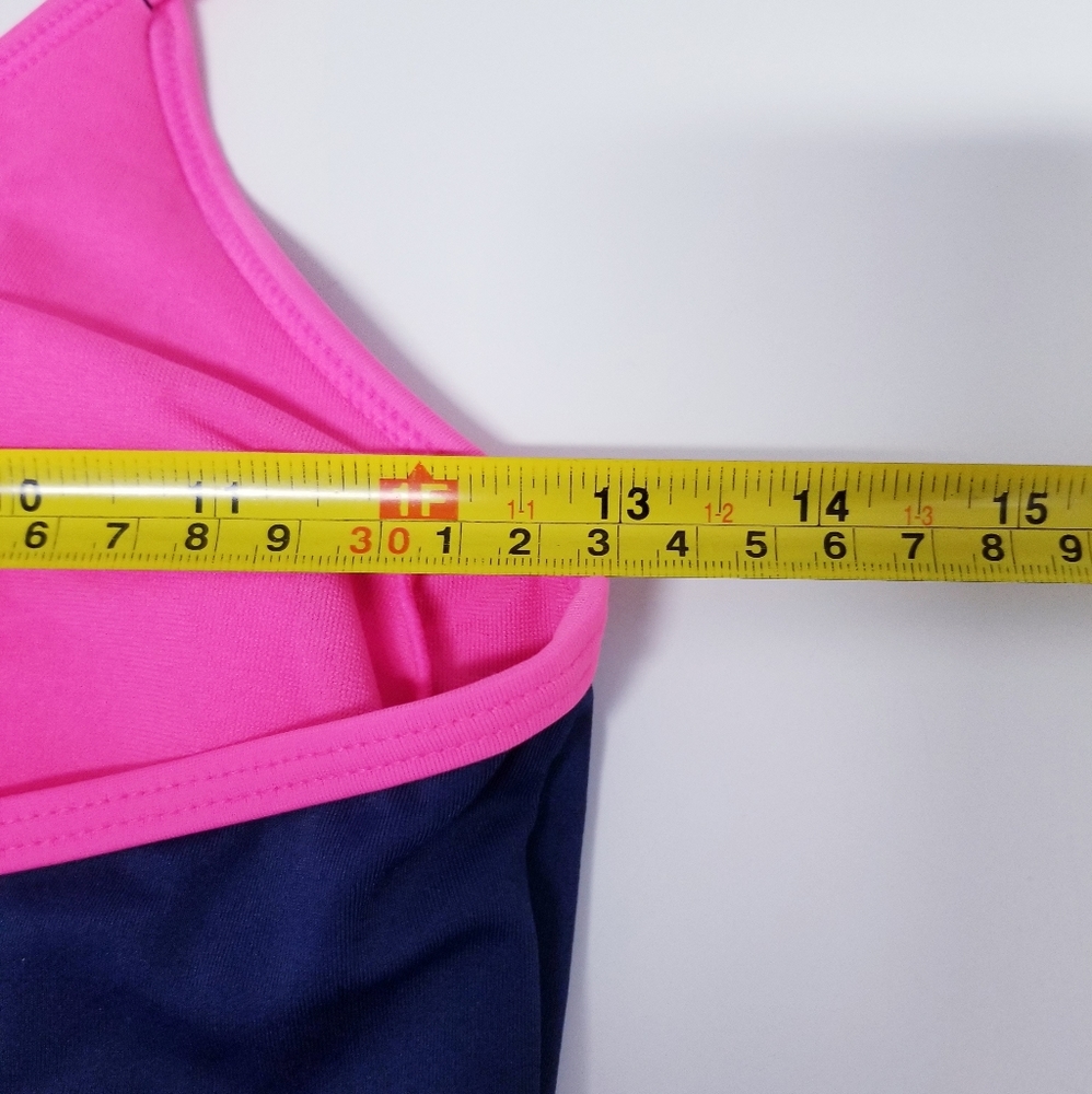 Justice Girls Navy 1pc Swimsuit with Reversible Rainbow Sequin LOVE Detail Sz 14 - Picture 11 of 12